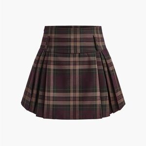 Commense Checked Zipper Mini Skirt